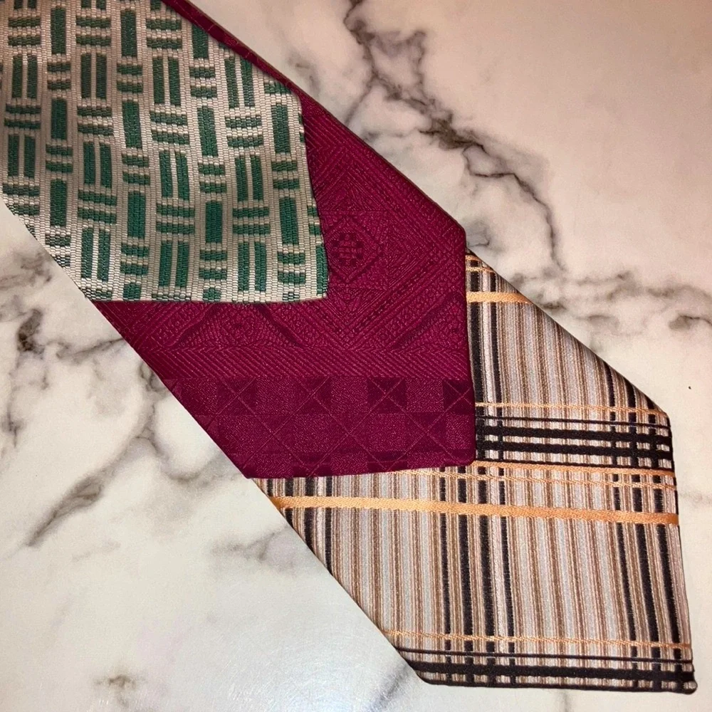 Vintage Men's Tie Set - Green, Burgundy, and‎ Brown